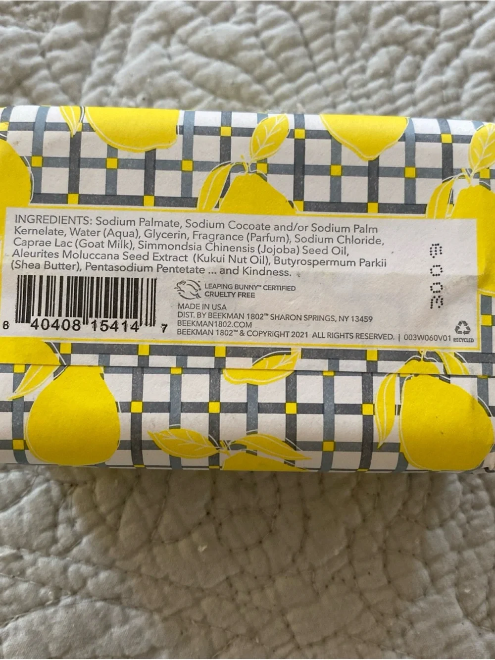 Beekman 1802 Sunshine Lemon Goat Milk Bar Soap - Yellow